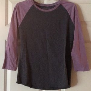 Baseball T-shirt, medium grey and purple